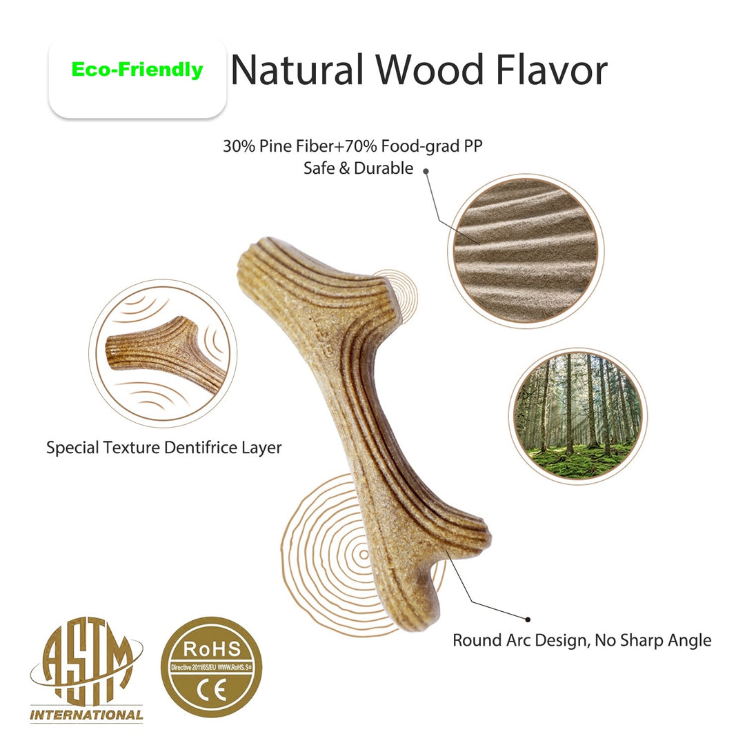 EYS Wooden Antler Chew Toy for Dogs – Eco-Friendly, Durable, Non-Toxic, and Splinter-Free Stick Design