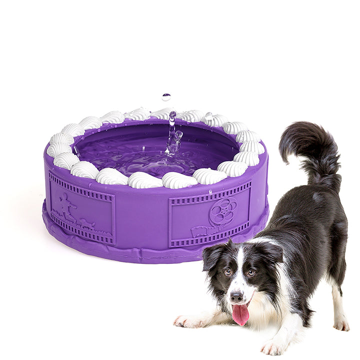 EYS 6.26-Inch Natural Rubber Tooth-Cleaning Dog Toy Bowl -Birthday Cake Shape (Available in Glacier Blue or Purple)