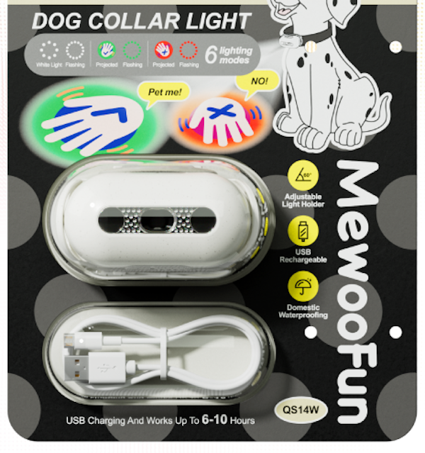 E Y S Dog Collar Projector Light with Adjustable Patterns Adjustable Angle