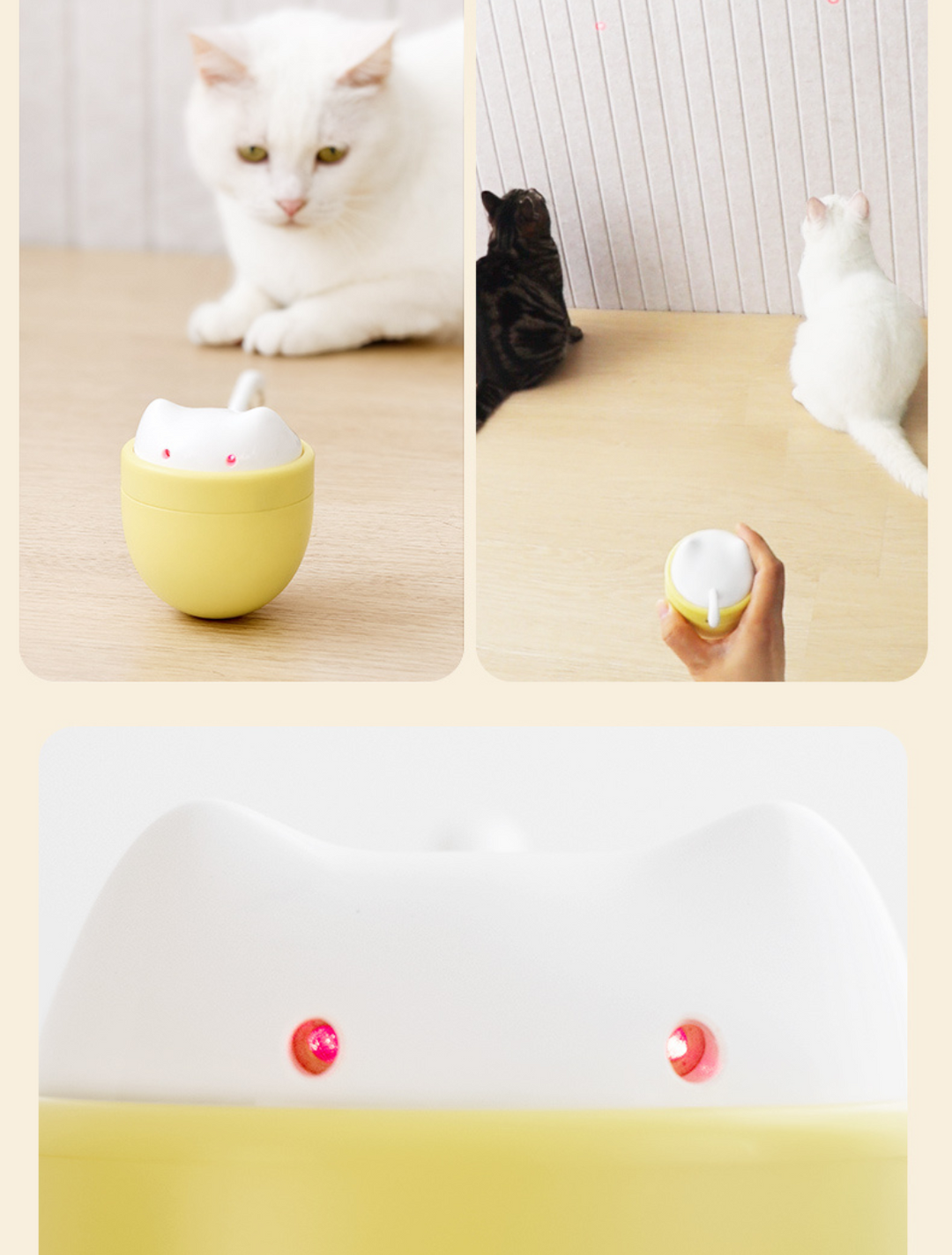 Automatic Dual-Beam Laser Cat Toy — Quiet 35–38 dB, Wobble Base, 3 Modes for Indoor Cats & Kittens