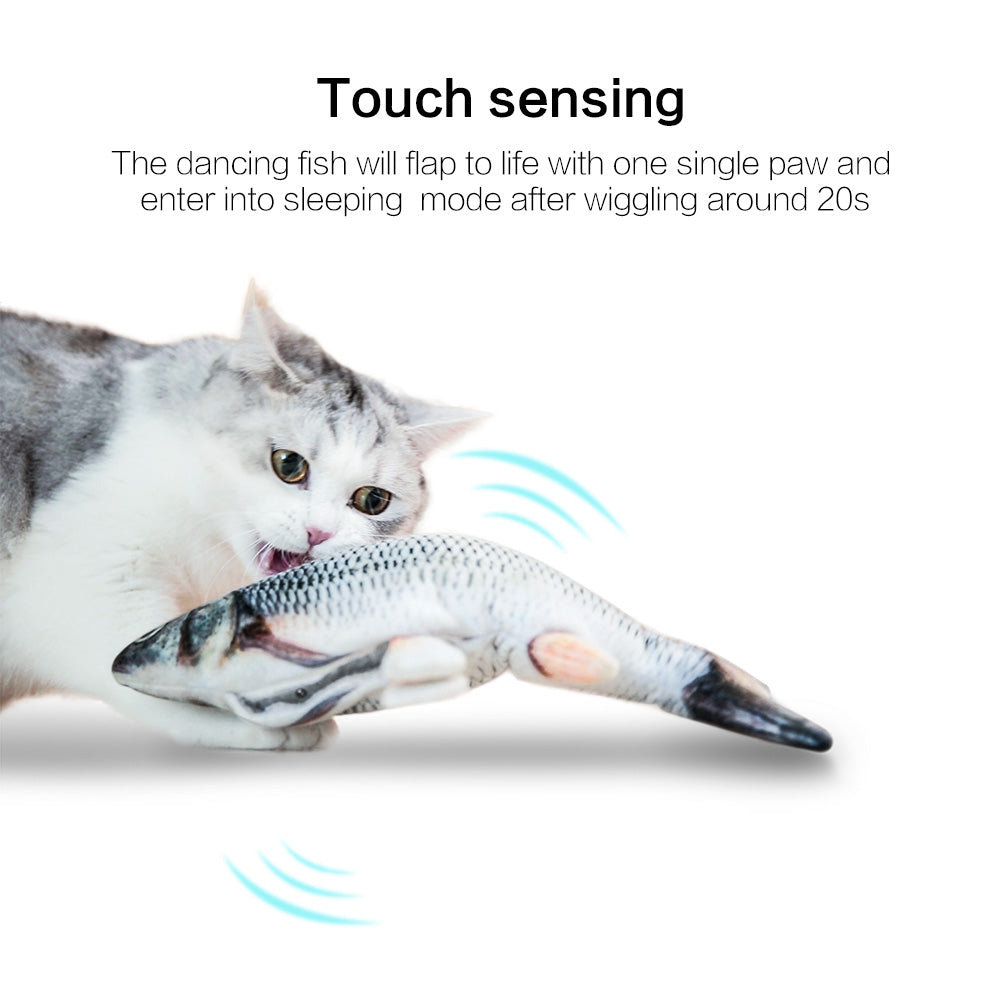 EYS Motion-Activated Dancing Fish Cat Toy (Crucian/Clownfish/Mackerel) – Floppy Interactive Plush with Catnip Pouch, USB Rechargeable, Removable Washable Cover