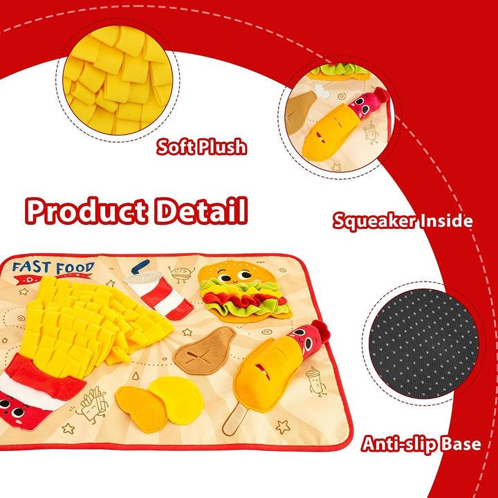 EYS GiGwi Fast Food Party Interactive Snuffle Mat Dog Toy, Medium/Large
