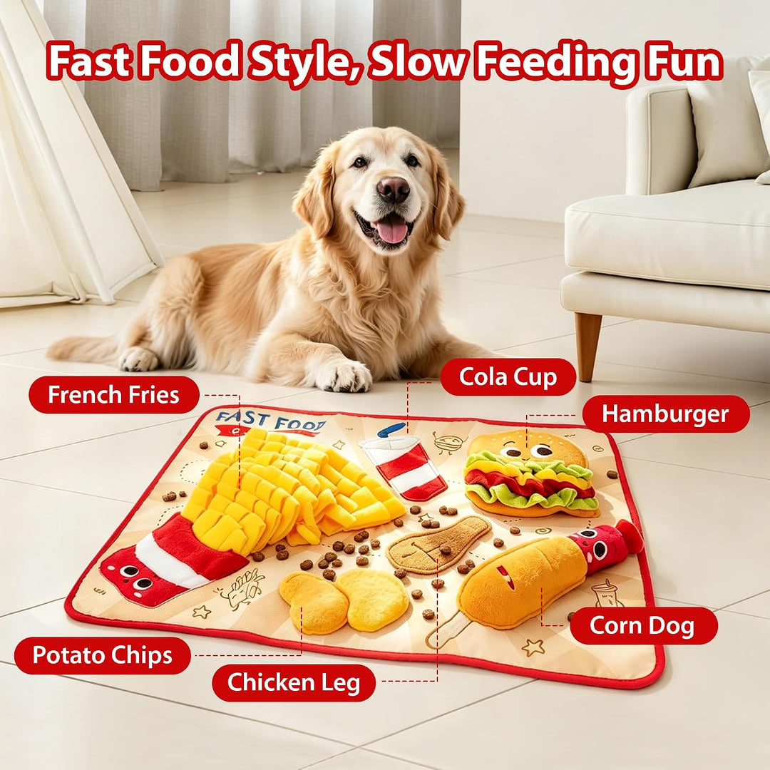EYS GiGwi Fast Food Party Interactive Snuffle Mat Dog Toy, Medium/Large