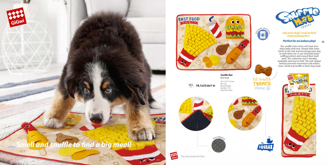 EYS GiGwi Fast Food Party Interactive Snuffle Mat Dog Toy, Medium/Large