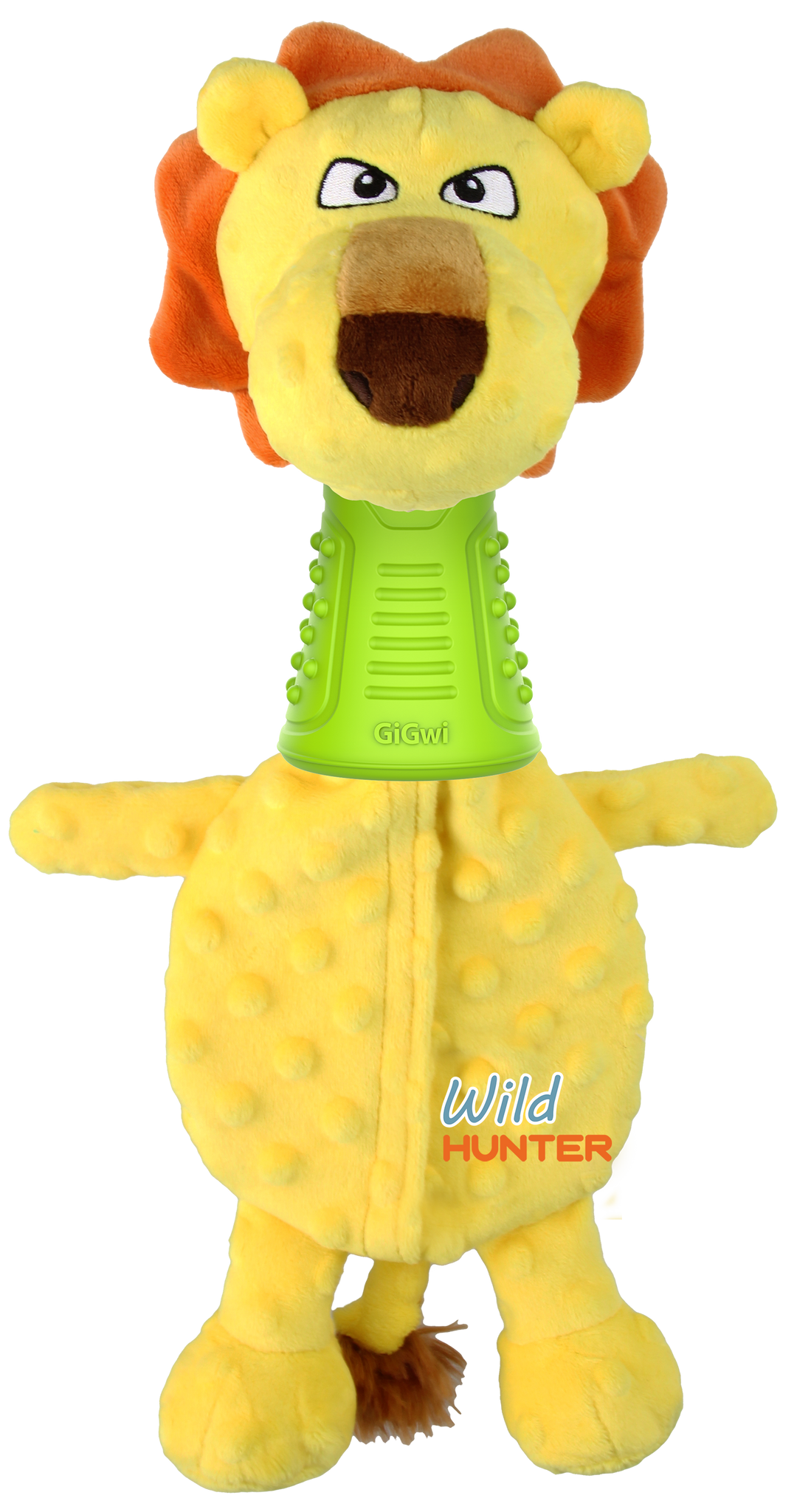 EYS GiGwi Wilder Hunter Lion Dog Toy – Interactive Plush with Treat Hiding, Squeaker, and Dental Rubber Neck for Medium to Large Dogs