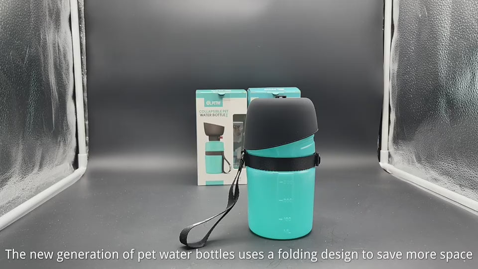 EYS Leak-Proof Foldable Dog Water Bottle with Built-In Bowl – Portable Pet Hydration Solution, Food-Grade Material, 20 oz Capacity, Hand Strap Included